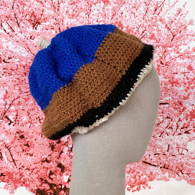 [Pure hand-knit wool hat for children | 009 cool pumpkin] - หมวก - ขนแกะ สีน้ำเงิน