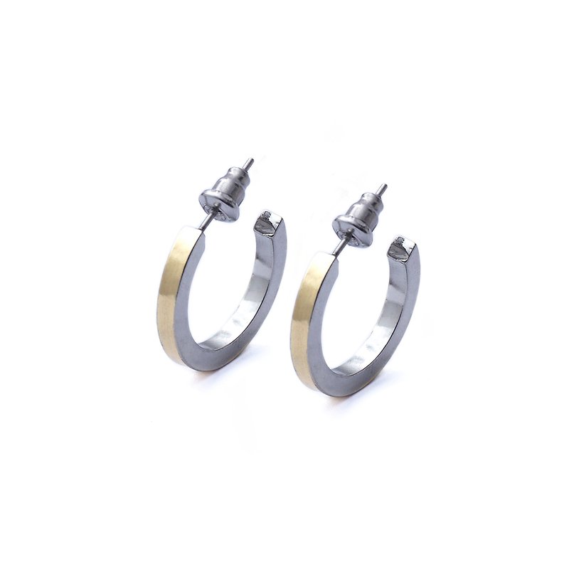 The Euphoria can't give up two-tone C-shaped earrings - ต่างหู - โลหะ สีทอง