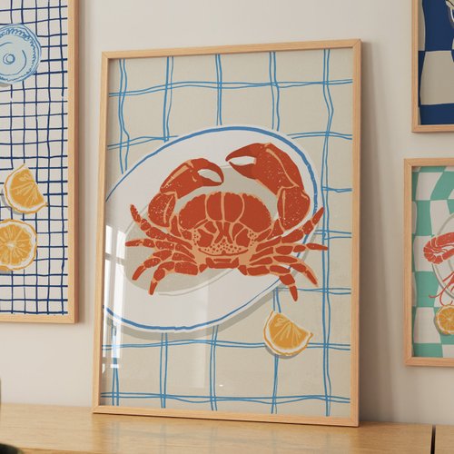 unBirthday Seafood Party No.4 - 螃蟹掛畫海報 居家佈置 餐廳掛畫