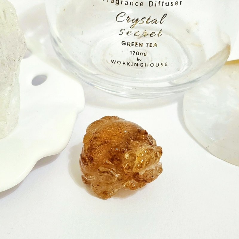 銅鈦晶龍龜/正偏財都招/避邪擋煞之水晶/背有一礦缺 - 擺飾/家飾品 - 水晶 金色