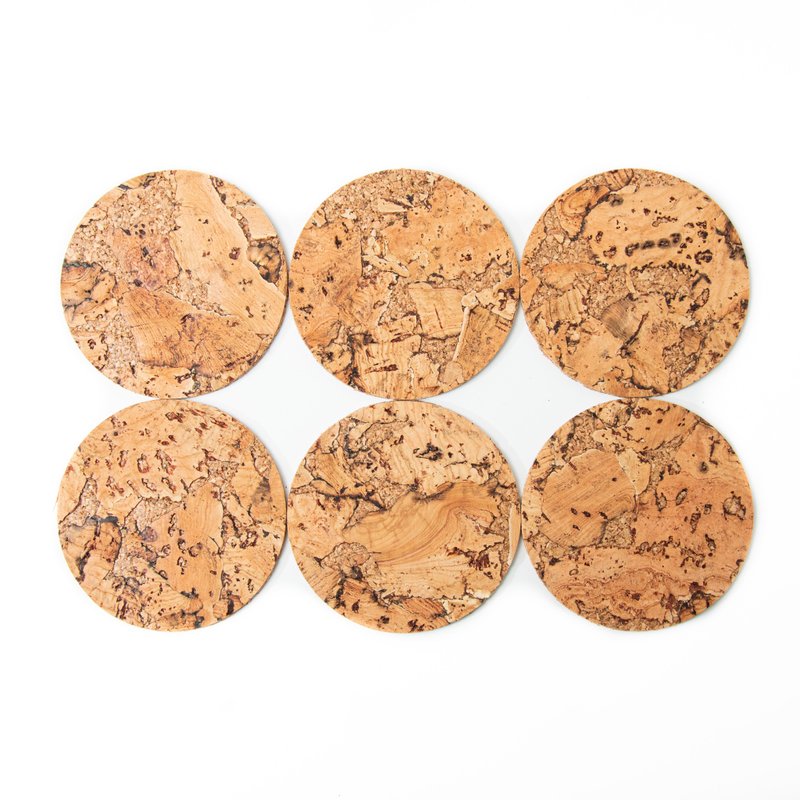 Cork coaster (Cobble Natural) - ที่รองแก้ว - วัสดุอีโค สีนำ้ตาล