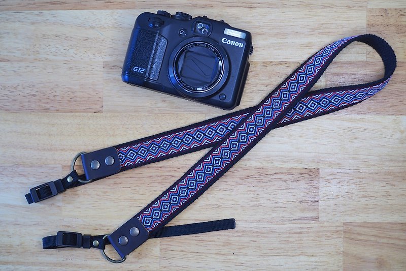 The camera strap features both a native style pattern and a Bohemian touch - Cameras - Cotton & Hemp 