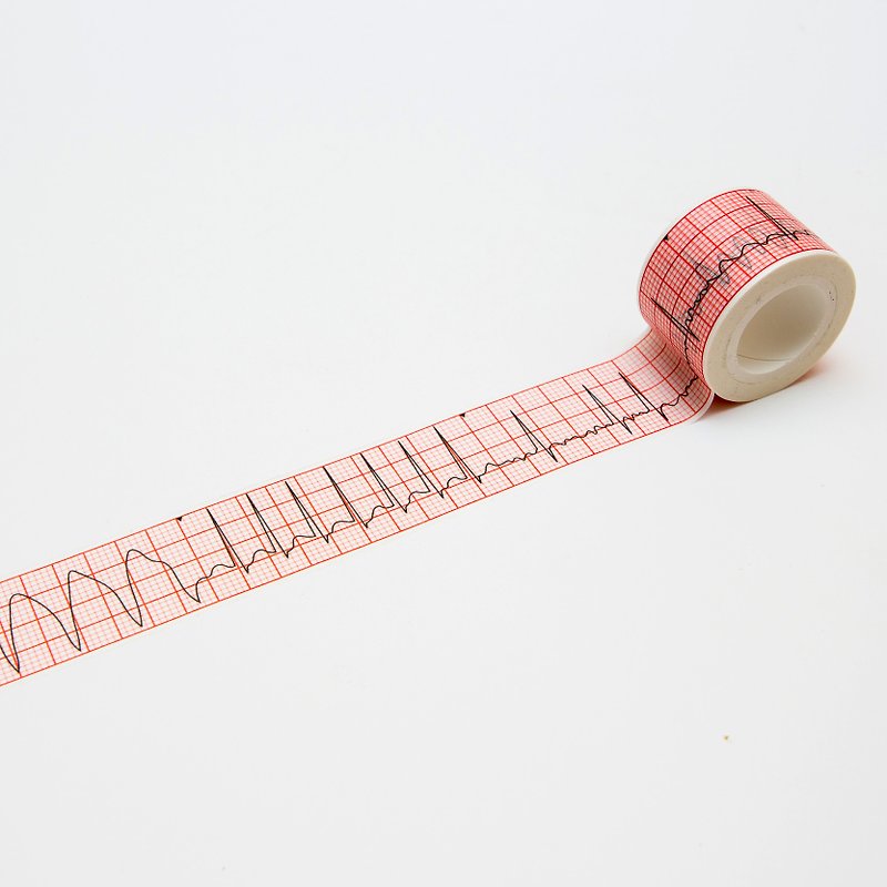 ECG paper tape (common abnormal heart rhythm) - Washi Tape - Paper Red