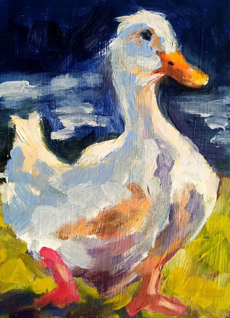 Goose  Painting Original Art Oil Painting Panel Painting - 海報/掛畫/掛布 - 棉．麻 灰色