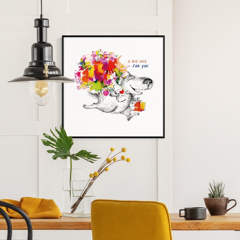 A big hug - Square Prints, Valentine's Day, Nordic Design - โปสเตอร์ - ผ้าฝ้าย/ผ้าลินิน หลากหลายสี