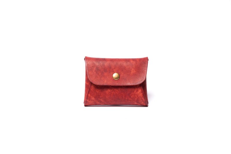 志賀スカルン革素材 - イタリアンレザー - 古典的な財布（クリムゾン） - 小銭入れ - 革 レッド