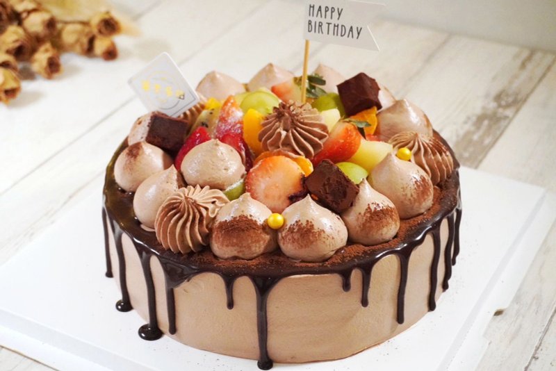 Raw chocolate fruit whipped cream cake [birthday cake/not free shipping/limited to self-pickup or lalamove] - เค้กและของหวาน - วัสดุอื่นๆ 