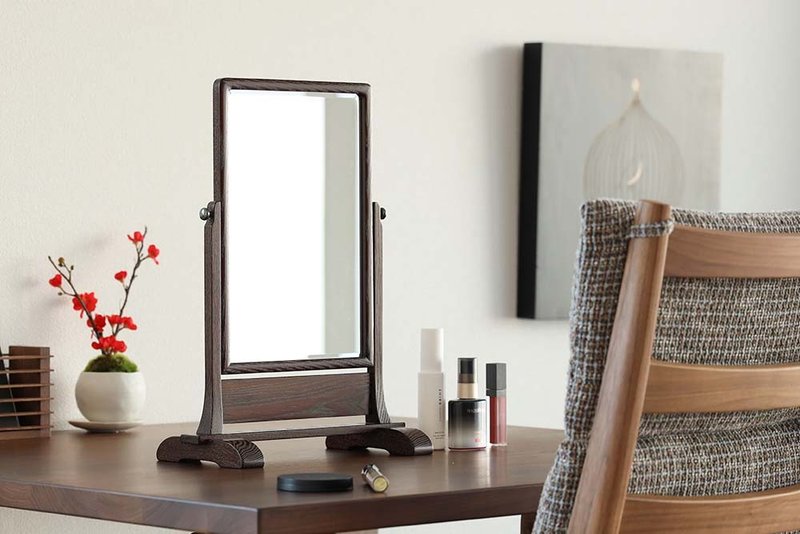 Traditional Crafts Edo Sashimono Standing Mirror - อุปกรณ์แต่งหน้า/กระจก/หวี - ไม้ สีนำ้ตาล