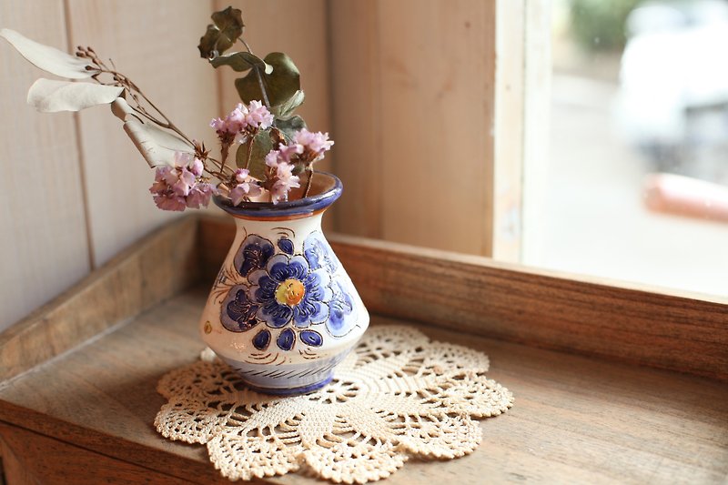 [良い一日のフェチ]ヴィンテージ手描きの陶器の花瓶 - 花瓶・植木鉢 - 陶器 多色