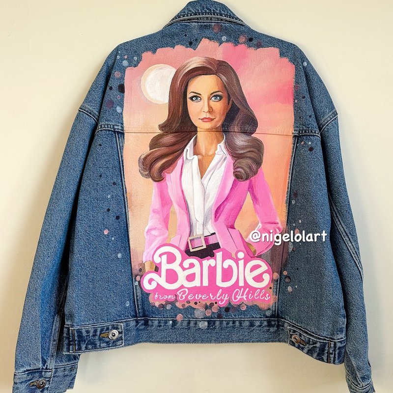Custom Portrait jacket Painted Denim Jacket Handmade jacket Gift - 女大衣/外套 - 棉．麻 多色