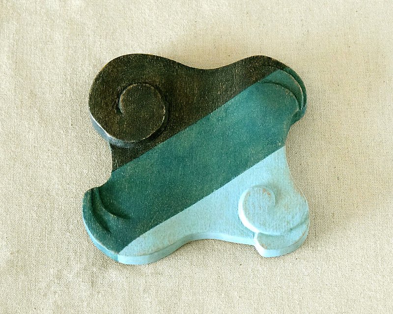 Artdeco手描きの木製ポケットミラー（緑）らせん - メイク道具・鏡・ブラシ - 木製 グリーン