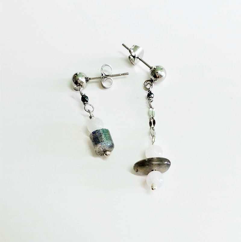 Natural colored treasure Stainless Steel earrings (with certificate) - ต่างหู - เครื่องเพชรพลอย 