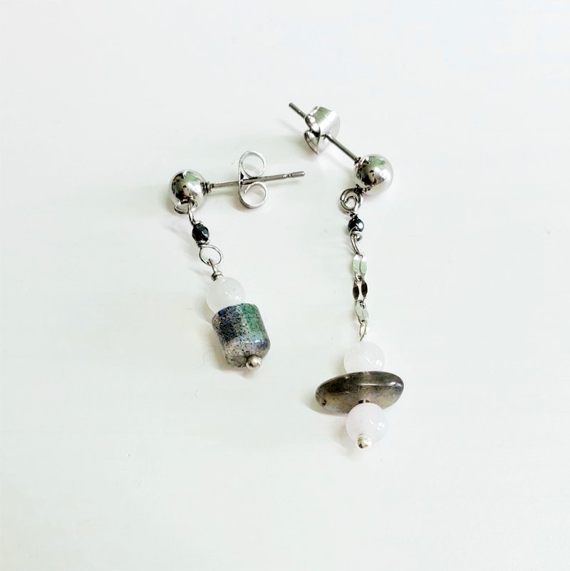 Natural colored treasure Stainless Steel earrings (with certificate) - ต่างหู - เครื่องเพชรพลอย 