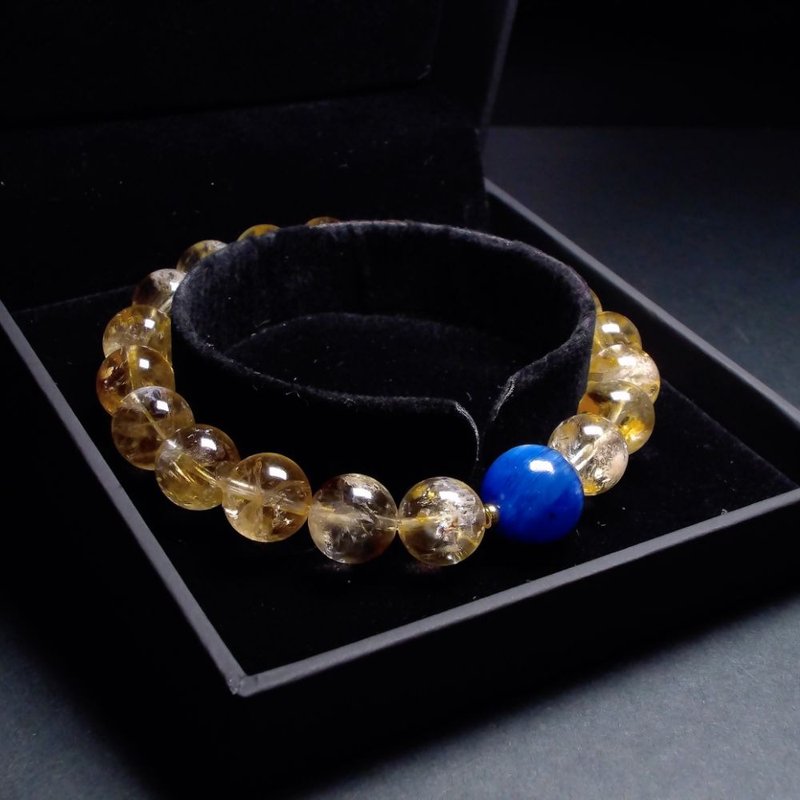 Blue Crystal with Citrine | Men's Beaded Bracelet QBR-00054 - Bracelets - Crystal 