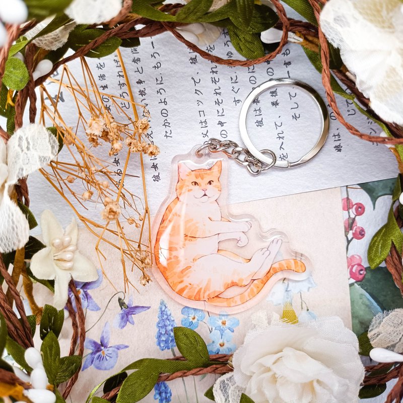 KR438高冷橘貓B Cold Orange Cat B 無愛想な茶トラ猫B/晶透吊飾 - 鎖匙扣/鎖匙包 - 塑膠 多色