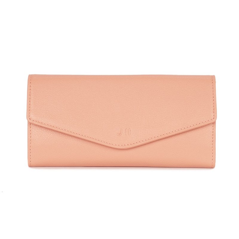 Long clip-soft cowhide envelope 2-fold long clip-5901-6-multiple colors to choose from - กระเป๋าสตางค์ - หนังแท้ สึชมพู