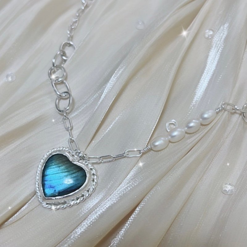 July leaf metalwork/Love Labradorite love labradorite necklace/925 sterling silver necklace - สร้อยคอ - เงินแท้ สีเงิน