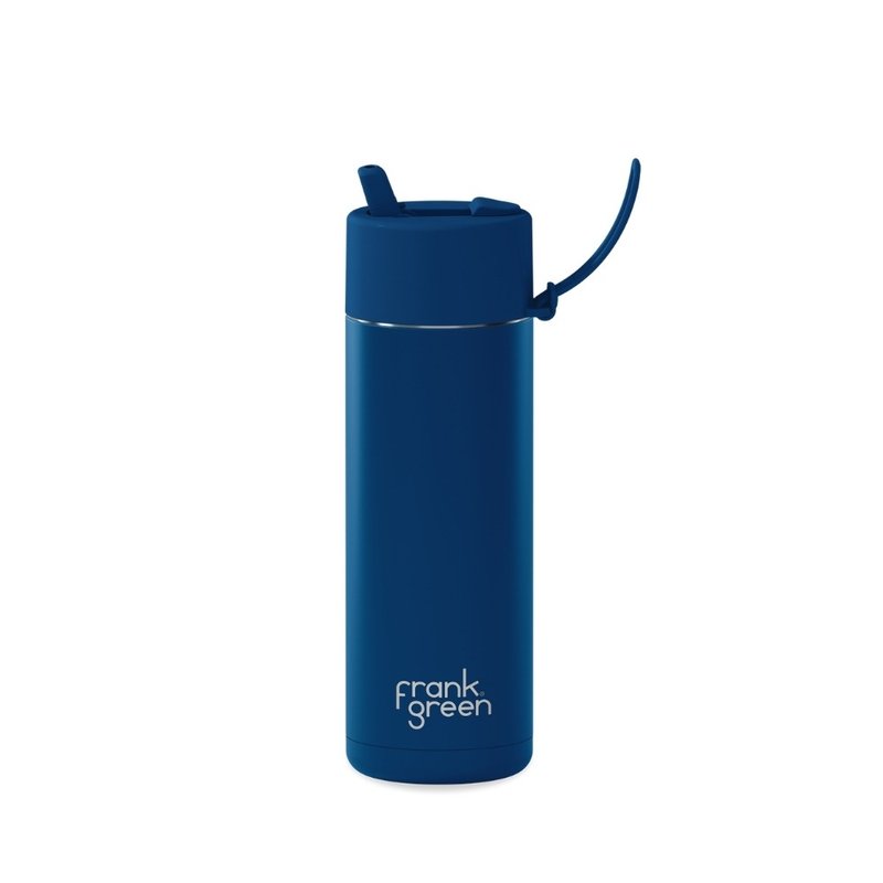 【frank green Taiwan】Triple-Walled Ceramic Insulated Bottle 595ml - Deep Navy - กระติกน้ำ - สแตนเลส สีน้ำเงิน