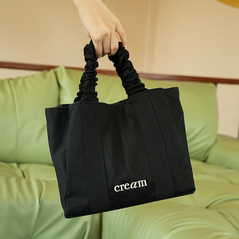 Black Scrunchie Tote Bag - Handbags & Totes - Other Materials Black