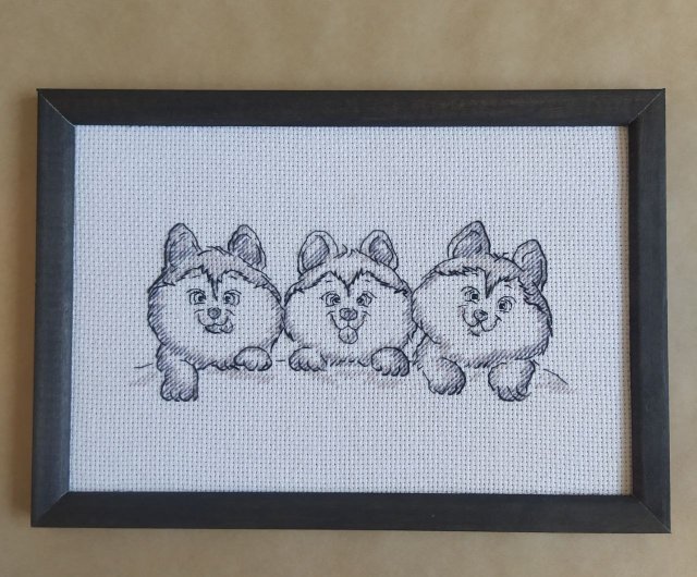 手作りの子犬の絵、犬のウォールアート、家の装飾用、完成したクロスステッチ - ショップ RomanovaCrossStitch ウォールデコ・壁紙 -  Pinkoi