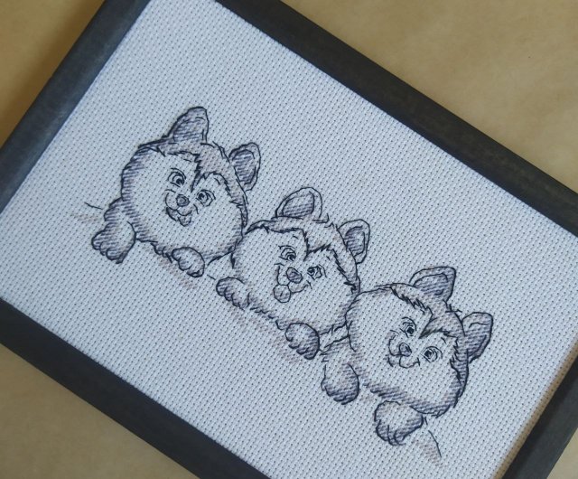 手作りの子犬の絵、犬のウォールアート、家の装飾用、完成したクロスステッチ - ショップ RomanovaCrossStitch ウォールデコ・壁紙 -  Pinkoi