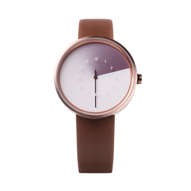 Hidden Time Watch - Coffee - นาฬิกาคู่ - โรสโกลด์ สีนำ้ตาล