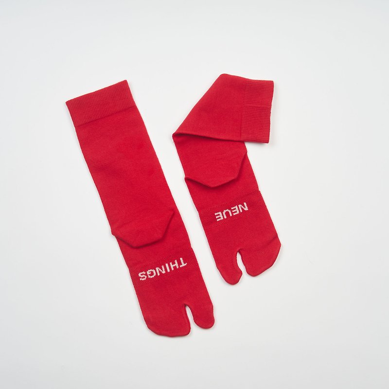 棉．麻 襪子 紅色 - Tabi socks匹馬棉兩趾襪素色系列-大紅