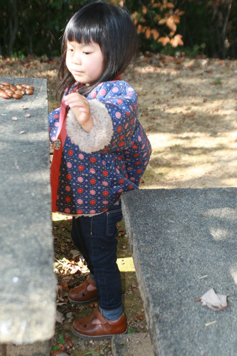 Fluffy reversible children's short jacket - Coats - Cotton & Hemp Blue