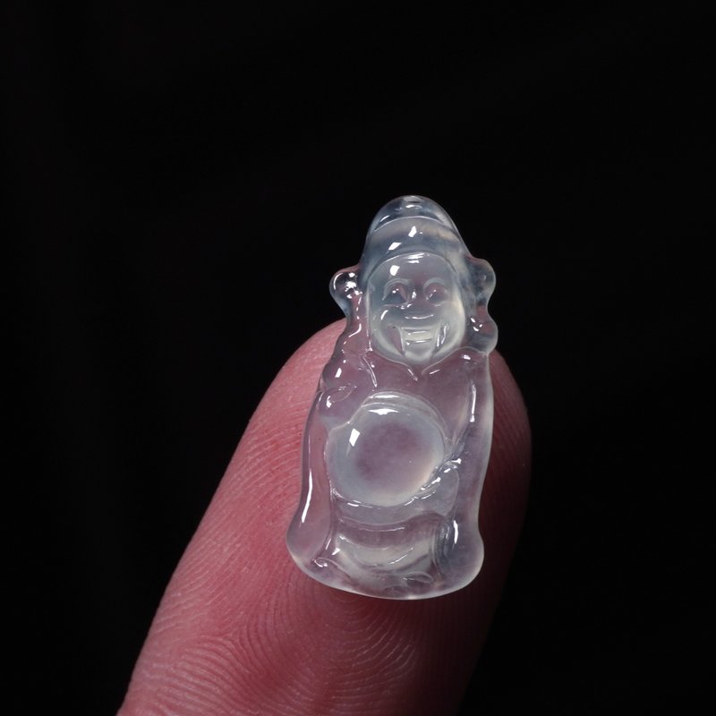 Shining high-ice jadeite God of Wealth necklace | Natural Burmese jade A grade jade | Gift giving - สร้อยคอ - หยก สีใส