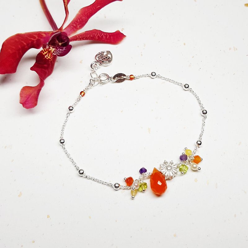Elegant chick series ~ orange agate sterling silver bracelet Orange Agate free [Christmas gift box] package - Bracelets - Gemstone Orange