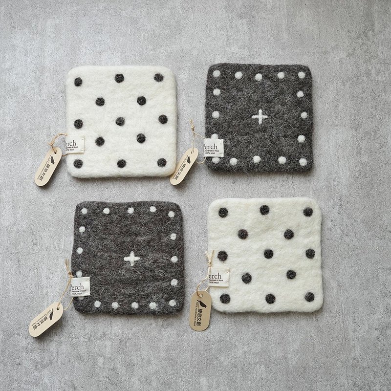 100%Wool 日系簡約方形杯墊_公平貿易 - 杯墊 - 羊毛 卡其色