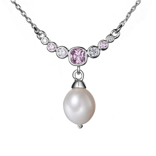 SOIRÉE BY N.Y. 蒔華芮設計師輕珠寶 質感方鑽珍珠項鍊/天然淡水珍珠/白鑽/粉鑽