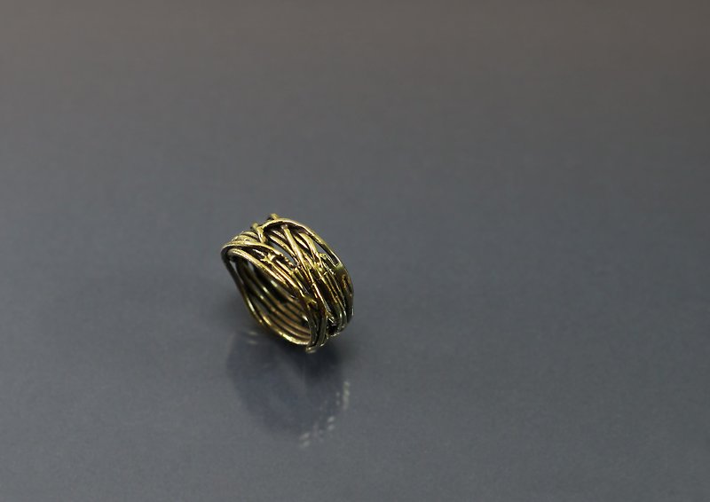 Lines Series - Interlaced Bronze Ring - แหวนทั่วไป - ทองแดงทองเหลือง สีน้ำเงิน