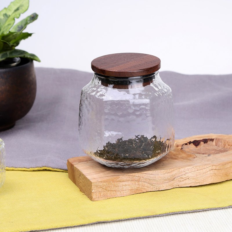 Hammer Wood Hexagonal Glass Storage Jar (400ml) - เครื่องทำกาแฟ - แก้ว สีใส