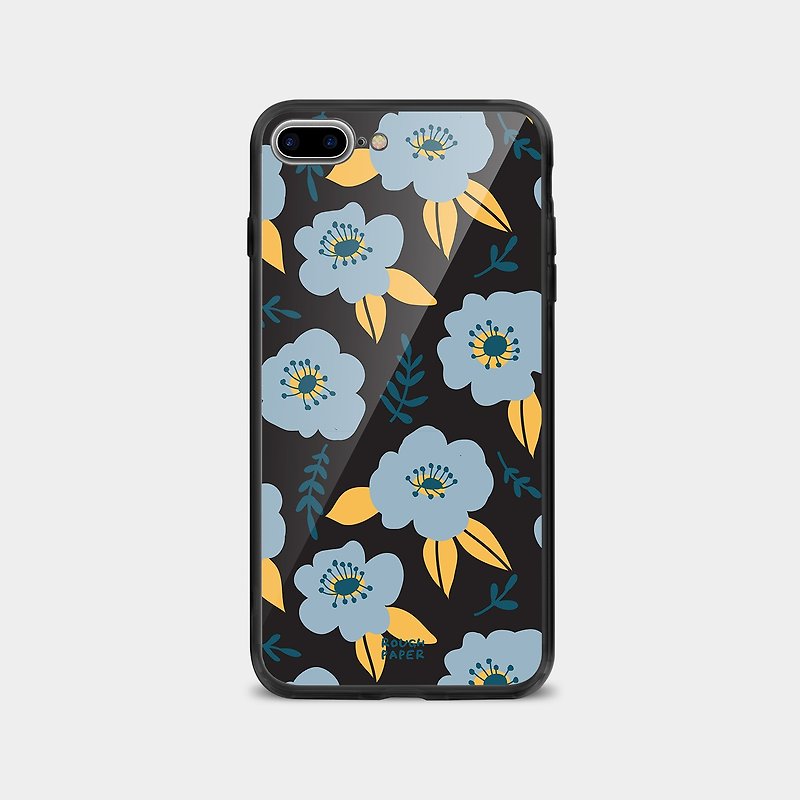 Nordic Simple Flower Pattern | Tempered Glass Case | Transparent Soft Case | Mobile Phone Case - เคส/ซองมือถือ - พลาสติก สีใส