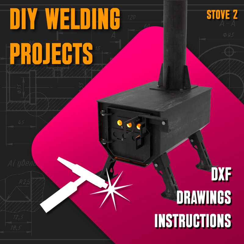 Welding Project Plans Drawings Stove 2 (DXF, PDF) - 圖文模板設計 - 其他材質 