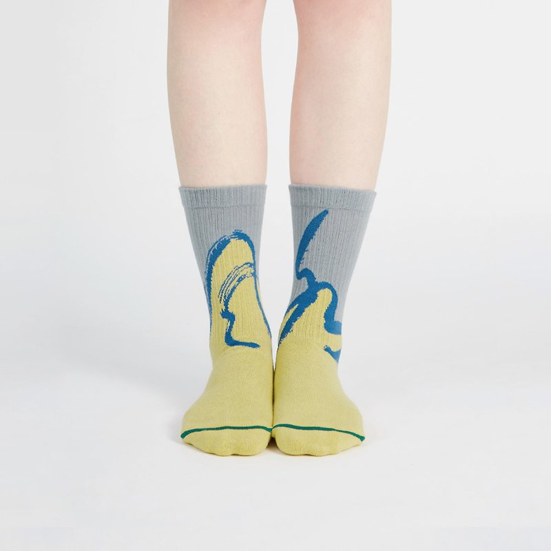 Cursive couplet 3/4 socks - ถุงเท้า - วัสดุอื่นๆ หลากหลายสี