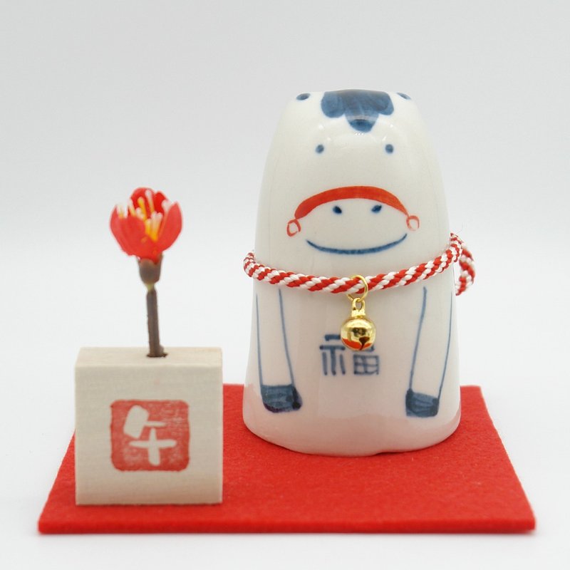 干支置物　手作り陶人形　午 - 擺飾/家飾品 - 陶 白色