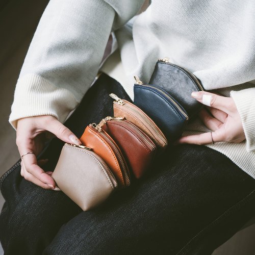 寇比手工皮件 Colbie Leather 真皮貝殼Mini零錢包 X0002 黑/紅棕Y/黃棕Y/淺油皮/藍/灰N