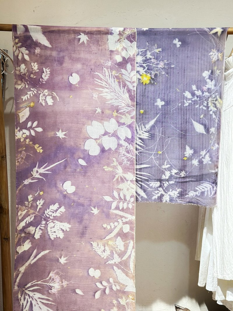 植物染蝶豆花羊毛大圍巾 - 圍巾/披肩 - 羊毛 