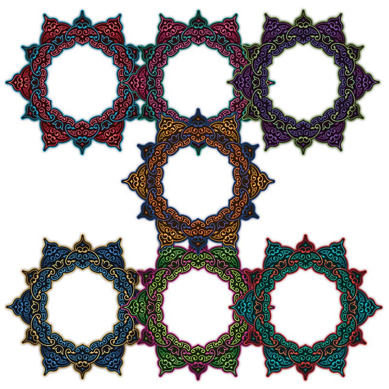 Oriental style Doily sticker 7types mix (nanass) - 貼紙 - 紙 黑色