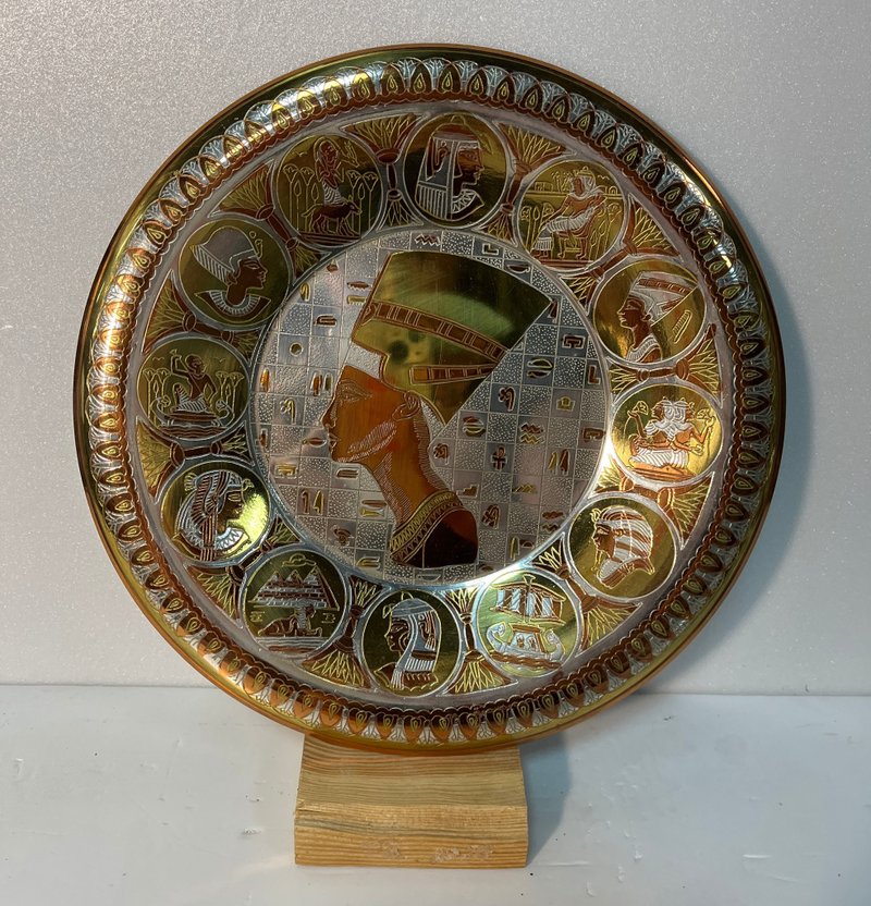 Egyp Handmade Brand new antique, round handmade copper plate imported from - ของวางตกแต่ง - ทองแดงทองเหลือง สีทอง