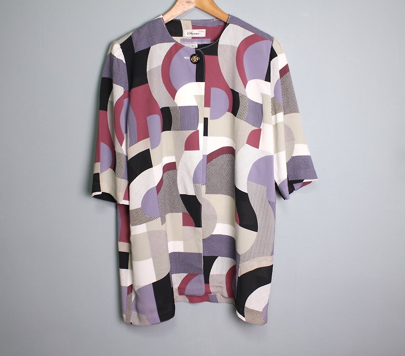 FOAK vintage (scheduled) Pupu geometric color blouse jacket - เสื้อแจ็คเก็ต - วัสดุอื่นๆ 