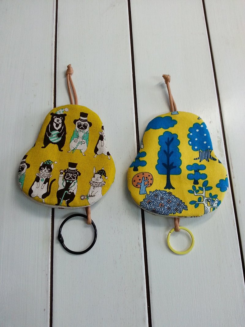 黃色系  梨型鑰匙包【K170110】 - 鑰匙圈/鎖匙扣 - 棉．麻 多色
