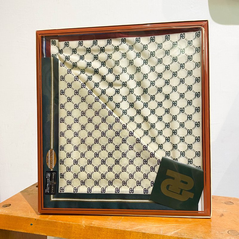 Vintage Paolo Gucci|100% Brand New|Vintage Cotton Towel|Handkerchief|Square|Handkerchief|Scarf|Handkerchief - ผ้าพันคอ - ผ้าฝ้าย/ผ้าลินิน ขาว