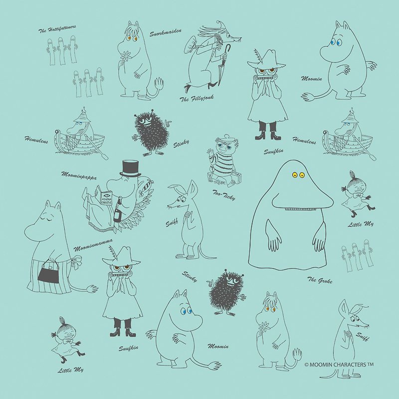 Moomin授權 -嚕嚕米日常插畫設計款 親膚紗布巾 手帕 方巾(共7款) - 手帕 - 棉．麻 多色