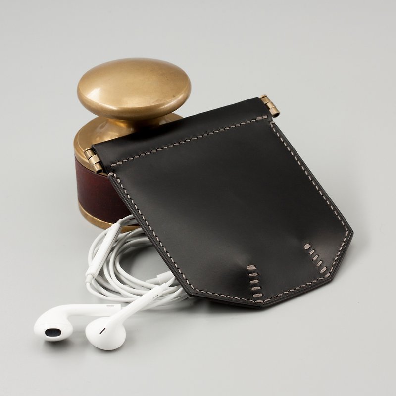 HANS - Lightweight Headphone Bag - กระเป๋าเครื่องสำอาง - หนังแท้ สีดำ