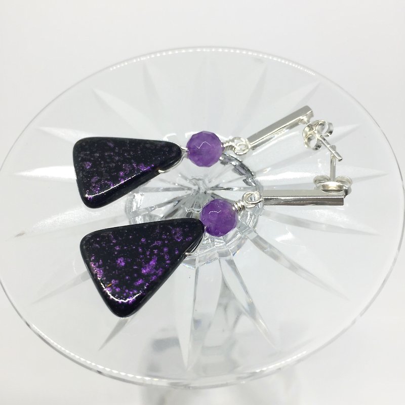 Purple cosmos earrings - Earrings & Clip-ons - Other Materials 
