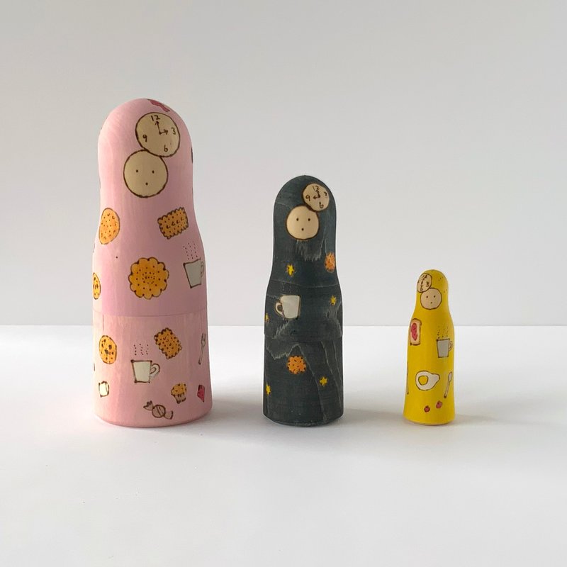 3時のおやつマトリョーシカ - 擺飾/家飾品 - 木頭 粉紅色