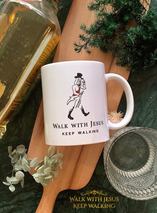 Johnnie Walker mug handpainted illustration style original Q version